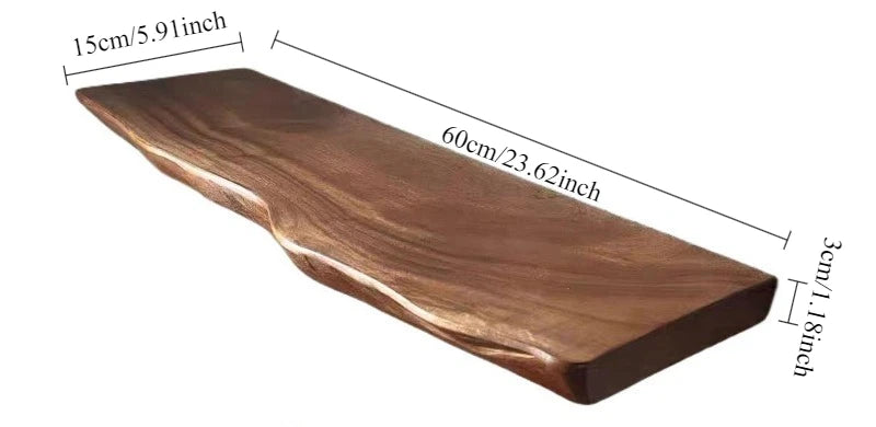 Solid Wood Floating Shelf - Wall-Mounted Display & Storage Board for Living Room/Study, Natural Grain Multi-Purpose Organizer