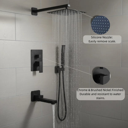 10" Rain Shower System with Tub Spout & Handheld