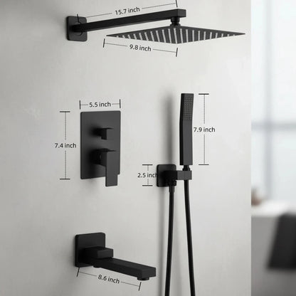 10" Rain Shower System with Tub Spout & Handheld
