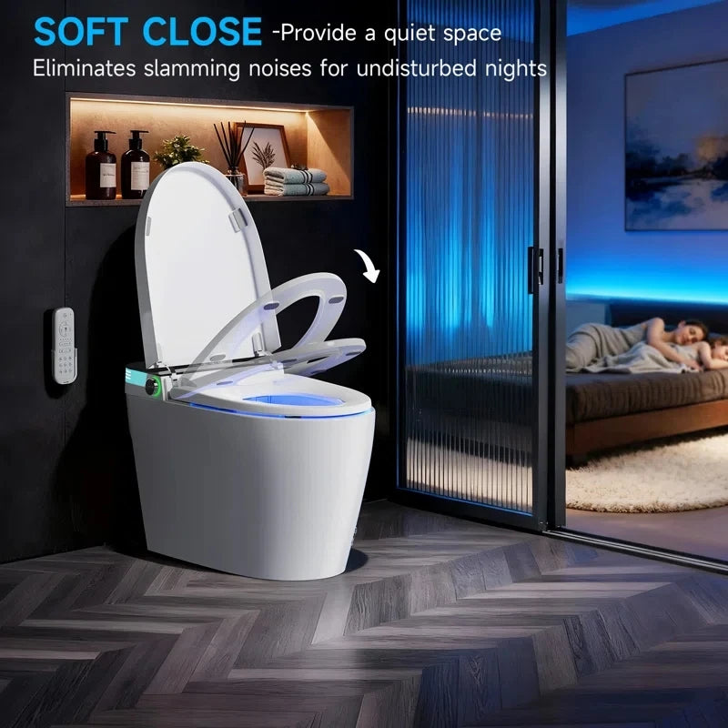 Smart Toilet with Tankless Bidet WashFlush, Heat Seat, Warm Wash/Dryer