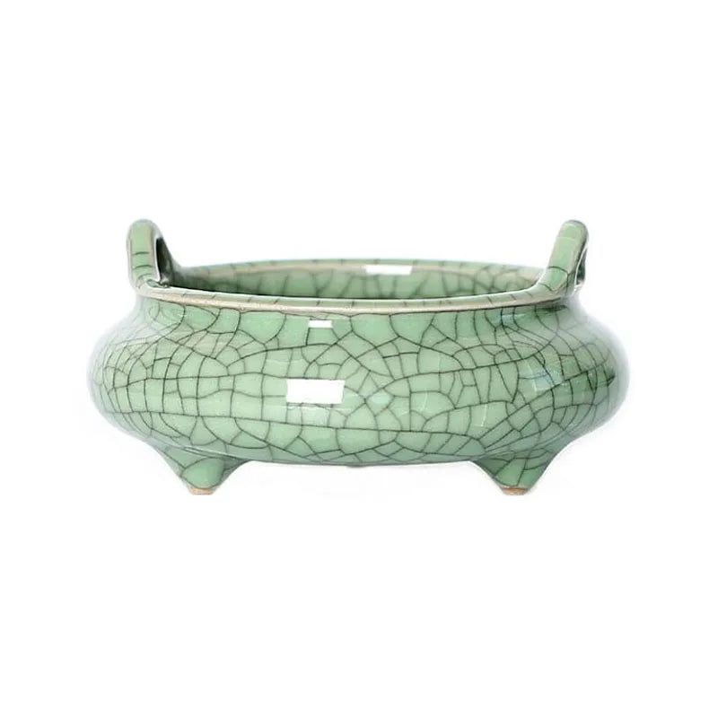 Longquan Celadon Aroma Burner Ceramic Tripod Buddha Crafts Sandalwood Incense Burner for Living Room Home Decor