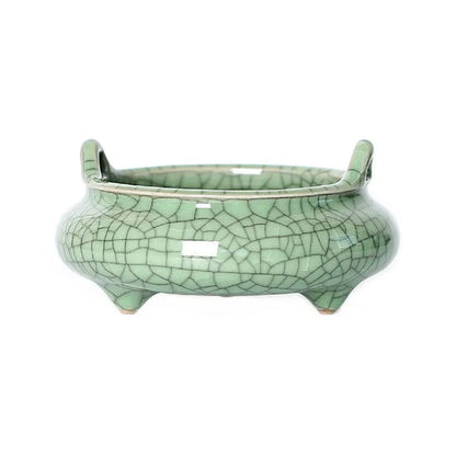 Longquan Celadon Aroma Burner Ceramic Tripod Buddha Crafts Sandalwood Incense Burner for Living Room Home Decor