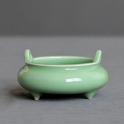 Longquan Celadon Aroma Burner Ceramic Tripod Buddha Crafts Sandalwood Incense Burner for Living Room Home Decor
