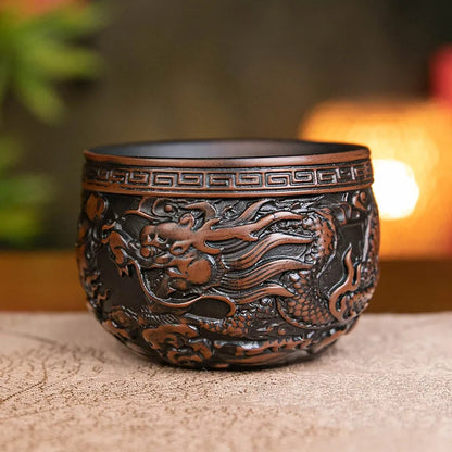 Dragon Master Cup Hand-embossed High-end Ceramic Tea Set Cups Purple Pottery Kung Fu Tea Cup Ceramics Teaware Cup for tea