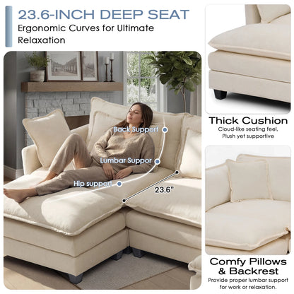 Redlife 113.4" Modular Sectional Sofa with Ottoman