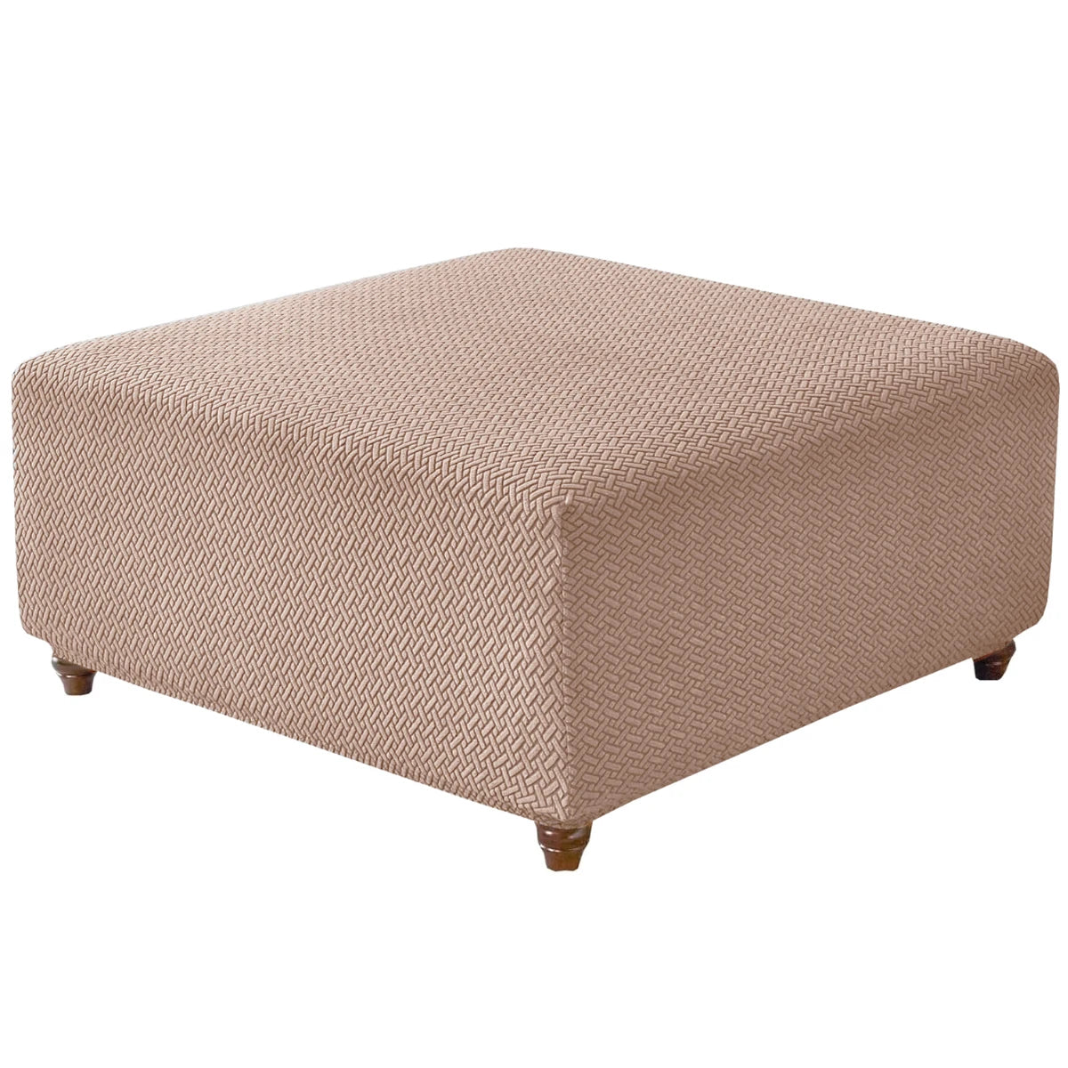 T-Shape Jacquard Square Stool Cover Ottoman Stool Cover Elastic Sofa Footrest Slipcovers for Living Room Office Home Decor