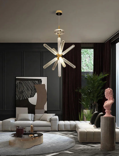 Nordic Luxury Art Glass Chandelier Creative Bar Villa Hotel Clubhouse Restaurant High End Pendant Lamp Home Decor Lighting