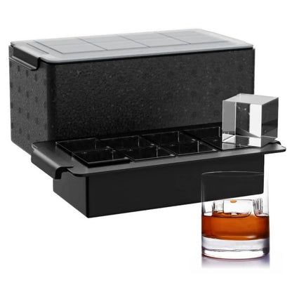 1PCS Black Ice Ball Maker 2 Inch Crystal Ice Cube Maker Mold 8 Hole Design Ice Cube Mold for Cocktail Whiskey Ideal Gift for Men