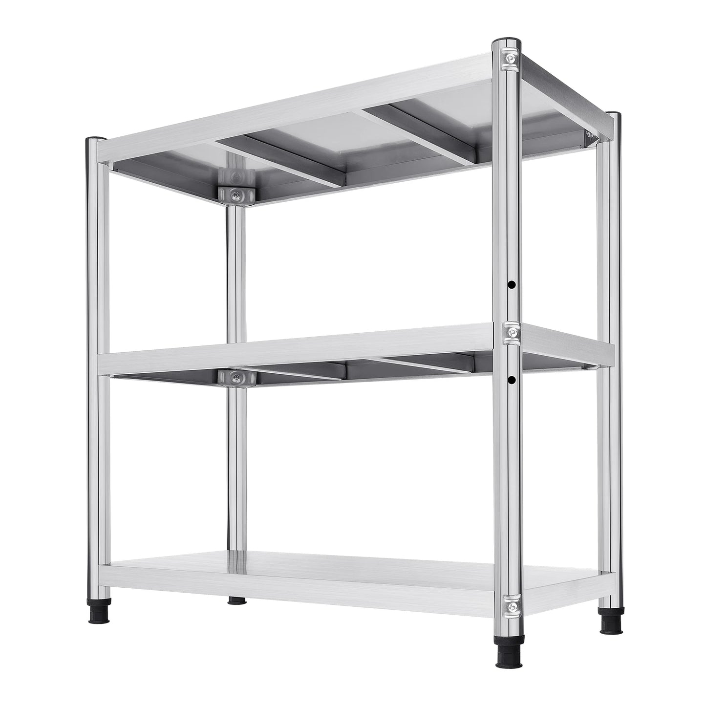 3-Tier Stainless Steel Work Table 80*40*80cm Large-Capacity Kitchen Storage Rack for Kitchen Garage school, Height Adjustable