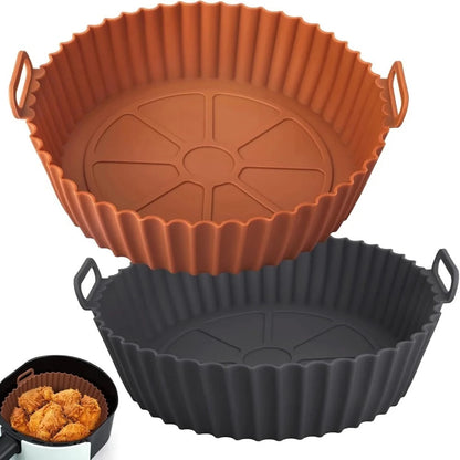 Airfryer Silicone Basket Reusable Baking Tray Silicone Mold for AirFryer Pizza Fried Chicken Basket Air Fryer Liners Accessories