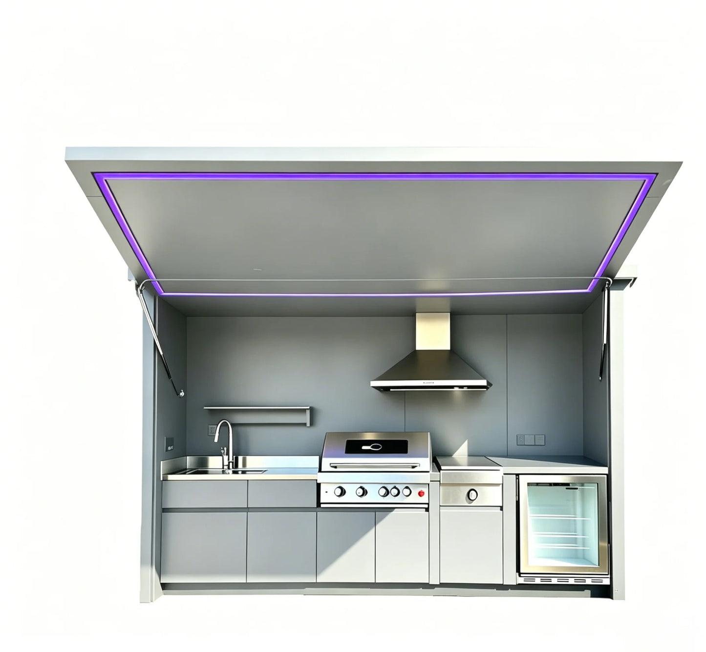 All-Weather Outdoor Kitchen Unit Complete with Full Cooking Equipment, Heavy Duty Garden Outdoor Kitchen Cabinet for Daily Use