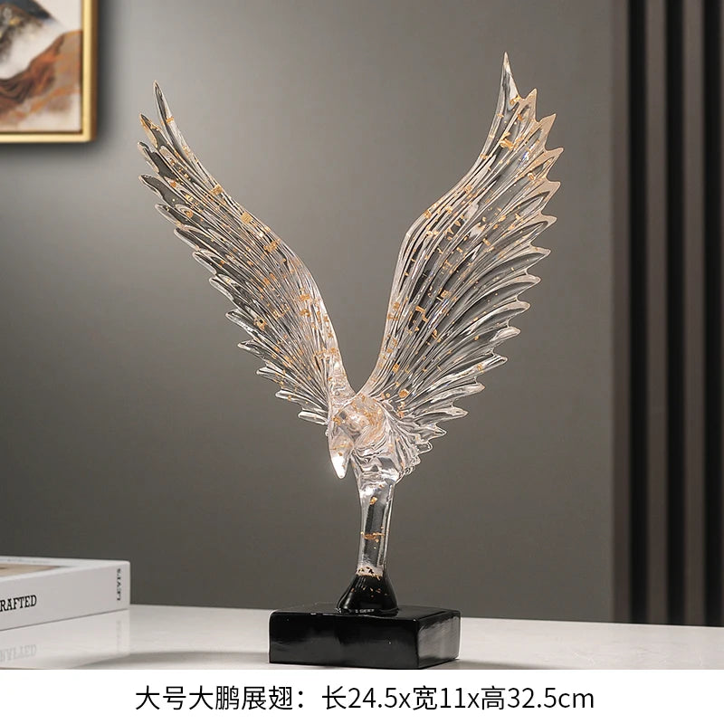 Abstract Gold Eagle Decoration Beautifully Resin Angel Wing Craftwork Sculpture Ornament Angel Wing Statue Home Decor figurine