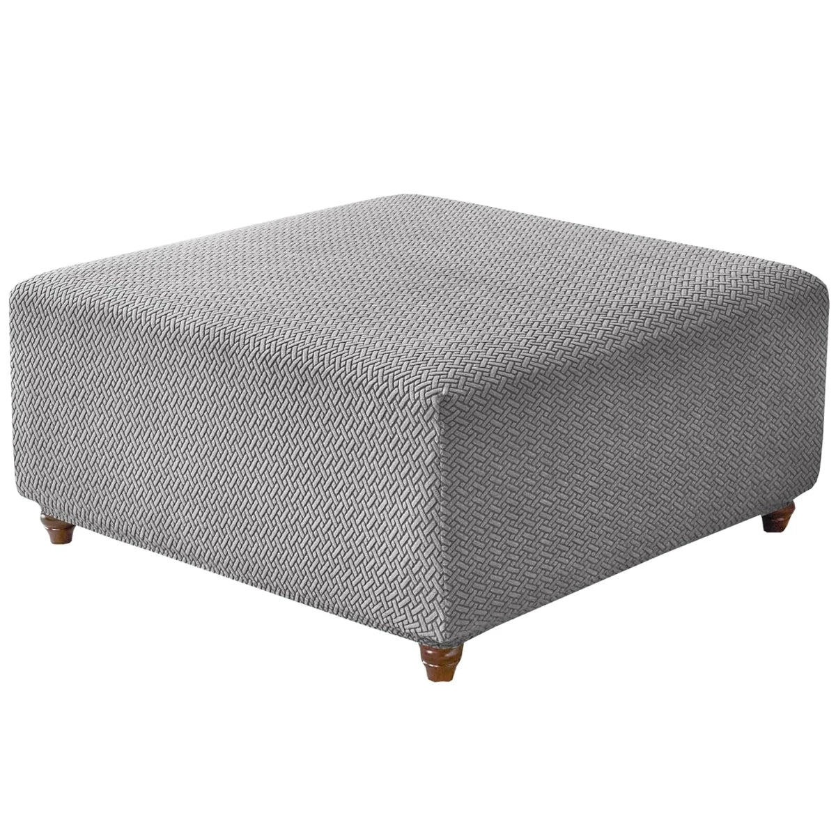 T-Shape Jacquard Square Stool Cover Ottoman Stool Cover Elastic Sofa Footrest Slipcovers for Living Room Office Home Decor