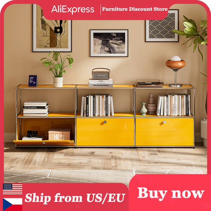 Modern Storage Cabinet Stainless Metal Organizer TV Stand