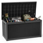 320 Gallon Deck Box, Outdoor Large Waterproof Resin Storage Box with Lockable Lid for Patio Cushions, Gardening Tools Black320