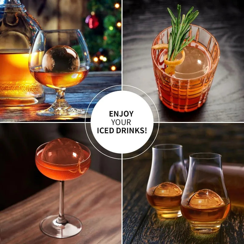 1PCS Black Ice Ball Maker 2 Inch Crystal Ice Cube Maker Mold 8 Hole Design Ice Cube Mold for Cocktail Whiskey Ideal Gift for Men