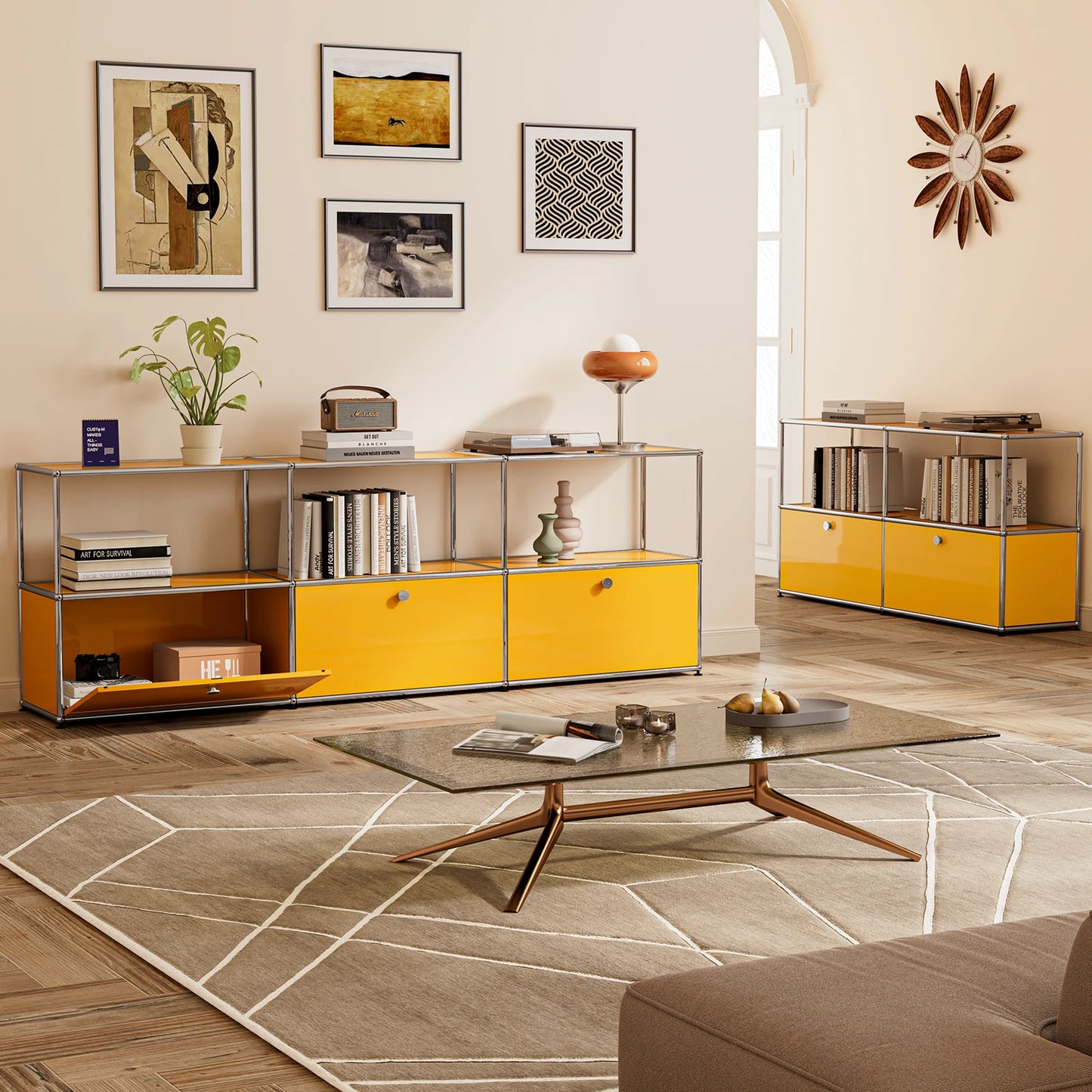 Modern Storage Cabinet Stainless Metal Organizer TV Stand