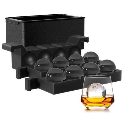 1PCS Black Ice Ball Maker 2 Inch Crystal Ice Cube Maker Mold 8 Hole Design Ice Cube Mold for Cocktail Whiskey Ideal Gift for Men