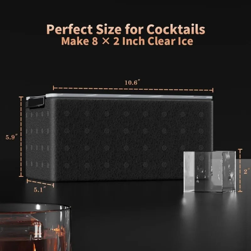 1PCS Black Ice Ball Maker 2 Inch Crystal Ice Cube Maker Mold 8 Hole Design Ice Cube Mold for Cocktail Whiskey Ideal Gift for Men