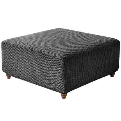 T-Shape Jacquard Square Stool Cover Ottoman Stool Cover Elastic Sofa Footrest Slipcovers for Living Room Office Home Decor