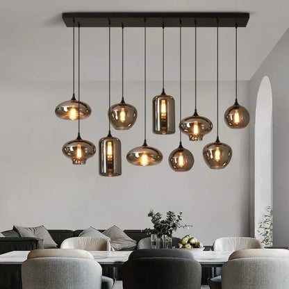 Modern Smoky gray Glass Chandeliers For Dining Tables Living Room Kitchen Office Coffee Hanging Lamp Nordic Home Pendan Light
