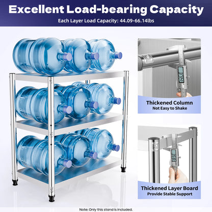 3-Tier Stainless Steel Work Table 80*40*80cm Large-Capacity Kitchen Storage Rack for Kitchen Garage school, Height Adjustable