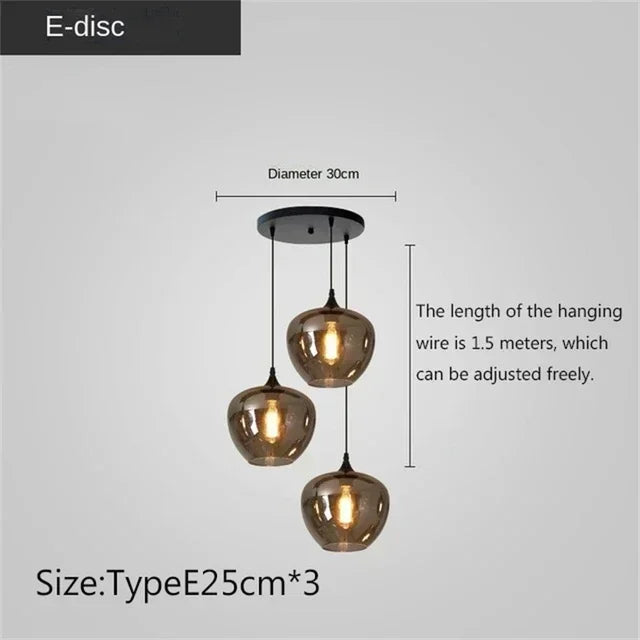 Modern Smoky gray Glass Chandeliers For Dining Tables Living Room Kitchen Office Coffee Hanging Lamp Nordic Home Pendan Light