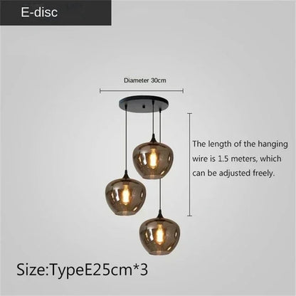 Modern Smoky gray Glass Chandeliers For Dining Tables Living Room Kitchen Office Coffee Hanging Lamp Nordic Home Pendan Light