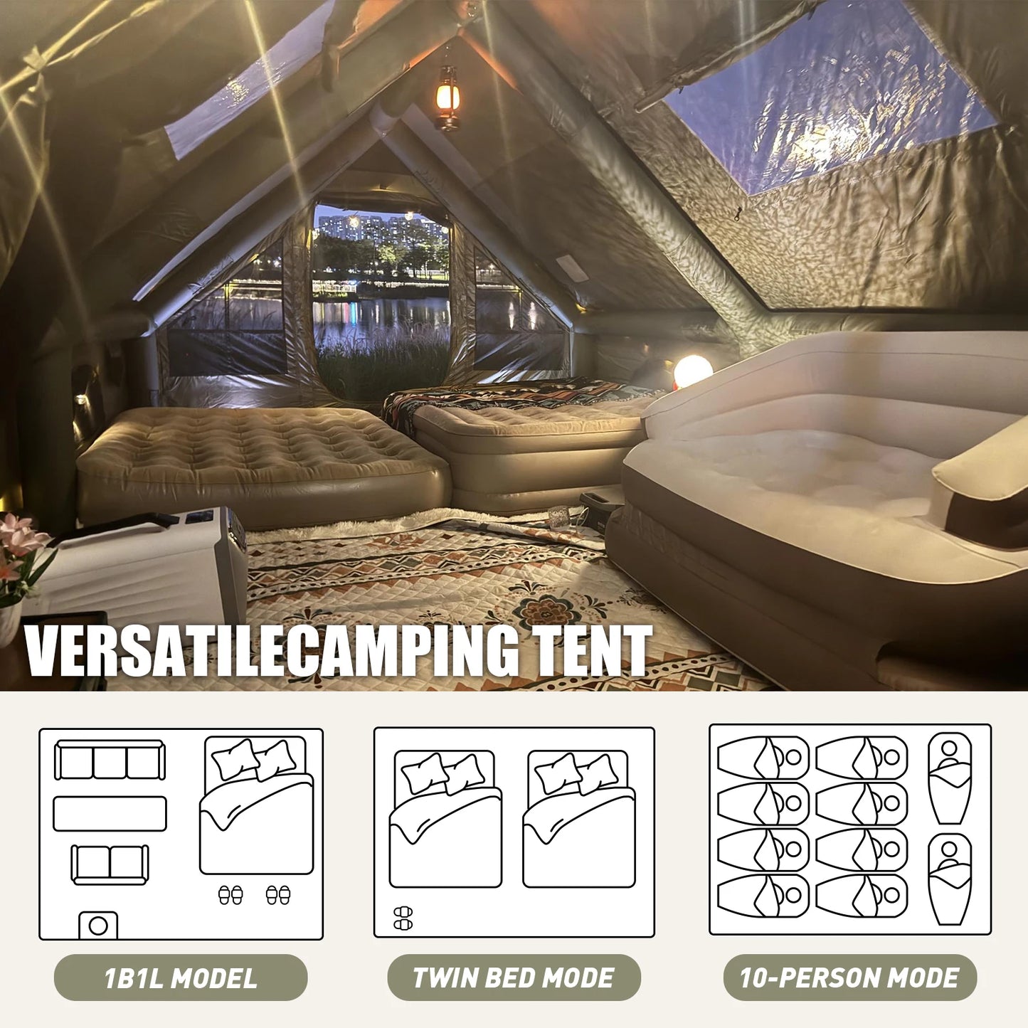 Army Green Waterproof Windproof Inflatable Tent