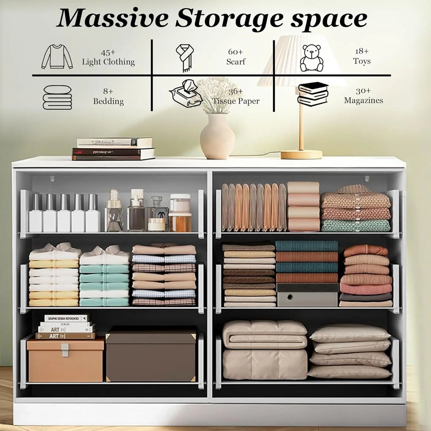 Modern White 6-Drawer Dresser for Bedroom