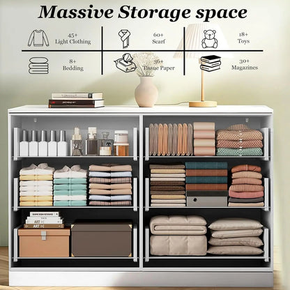 Modern White 6-Drawer Dresser for Bedroom