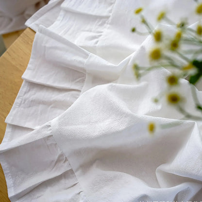 100% Cotton Table Cloth Washable Tablecloth for Wedding Party Dining Banquet Decoration Luxuriou Table Cover Flounce Stitching