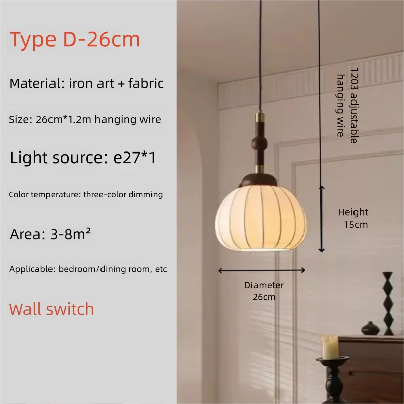 Japanese Style Silk LED Pendant Lights Living Dining Room Kitchen Food Tables Bedroom Nordic Chandelier Home Decor Light Fixture