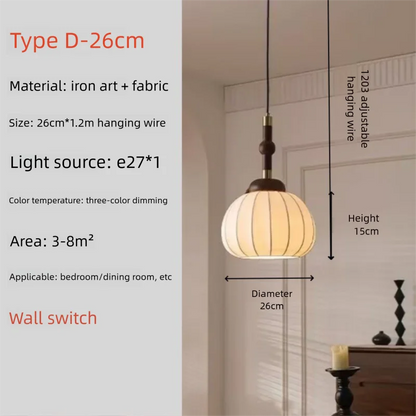 Japanese Style Silk LED Pendant Lights Living Dining Room Kitchen Food Tables Bedroom Nordic Chandelier Home Decor Light Fixture