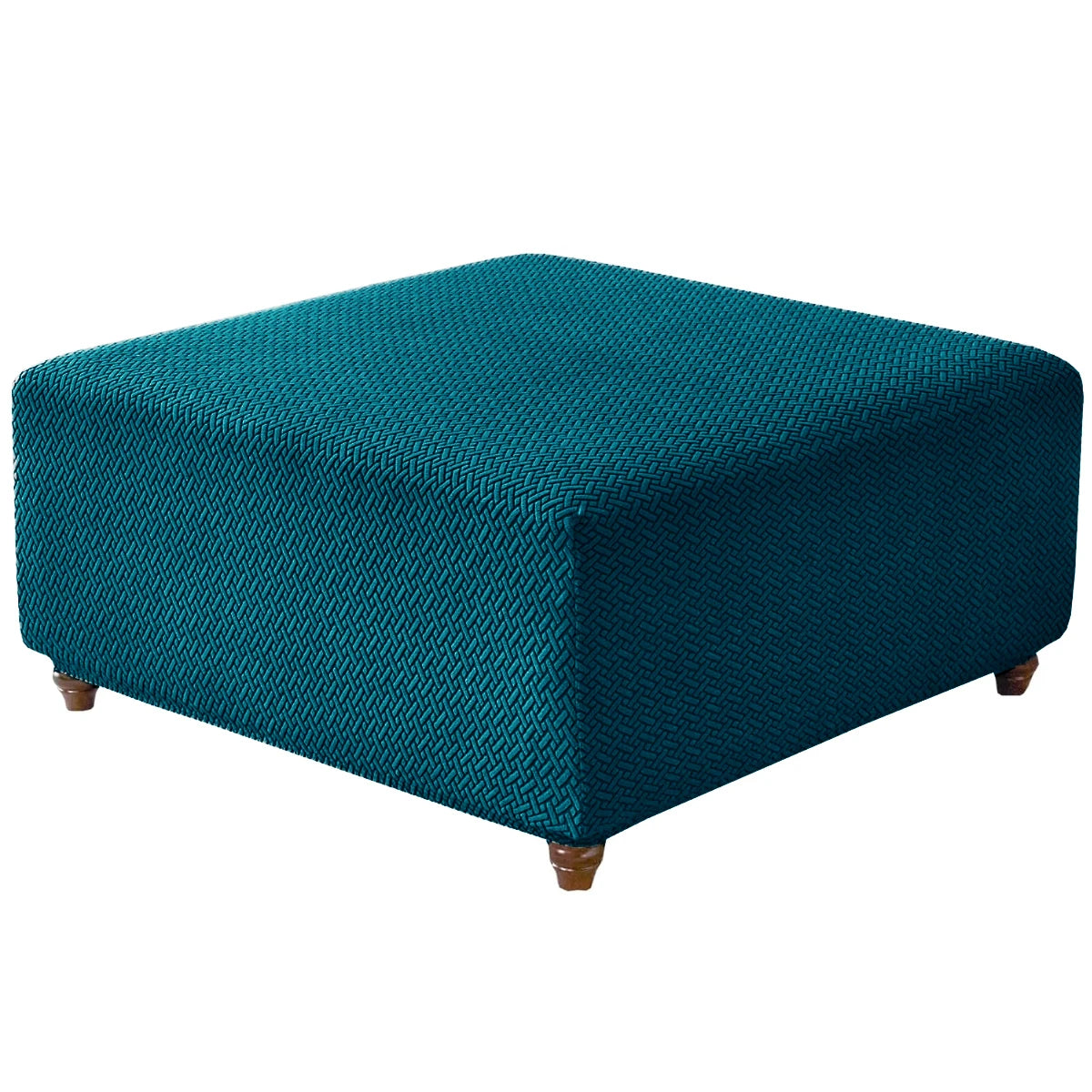 T-Shape Jacquard Square Stool Cover Ottoman Stool Cover Elastic Sofa Footrest Slipcovers for Living Room Office Home Decor