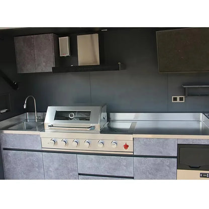 Custom Modern Outdoor Kitchen for Furniture Pool House with Stainless Steel Kitchen Cabinet for Gas BBQ Grill with Shed