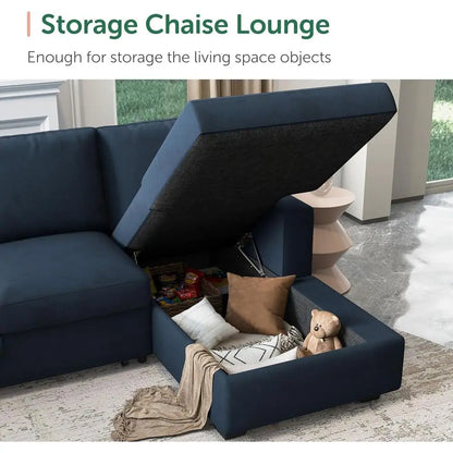 U-Shaped Sectional Sleeper Sofa with Pull-Out Bed