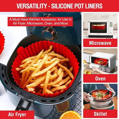 Airfryer Silicone Basket Reusable Baking Tray Silicone Mold for AirFryer Pizza Fried Chicken Basket Air Fryer Liners Accessories