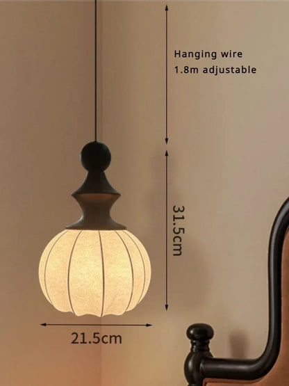 Japanese Style Silk LED Pendant Lights Living Dining Room Kitchen Food Tables Bedroom Nordic Chandelier Home Decor Light Fixture
