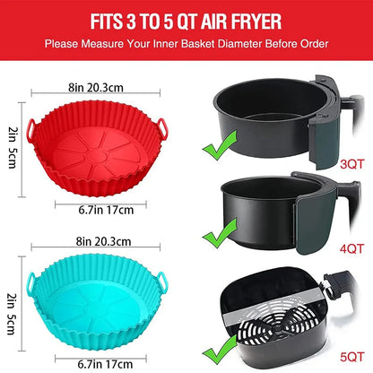 Airfryer Silicone Basket Reusable Baking Tray Silicone Mold for AirFryer Pizza Fried Chicken Basket Air Fryer Liners Accessories