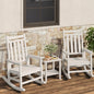 2-Piece Outdoor Poly Lumber Rocking Chair Set With Side Table, HDPE High-Back Adirondack Porch Rockers, All-Weather Resistant