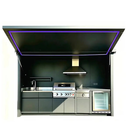 All-Weather Outdoor Kitchen Unit Complete with Full Cooking Equipment, Heavy Duty Garden Outdoor Kitchen Cabinet for Daily Use