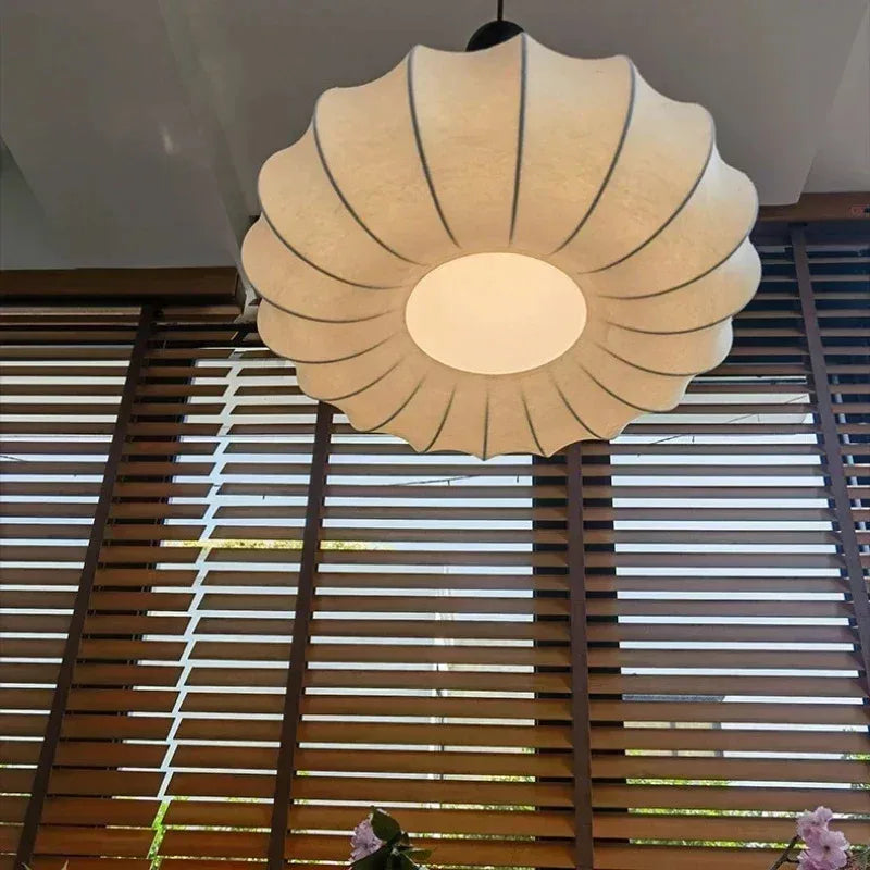 Japanese Style Silk LED Pendant Lights Living Dining Room Kitchen Food Tables Bedroom Nordic Chandelier Home Decor Light Fixture