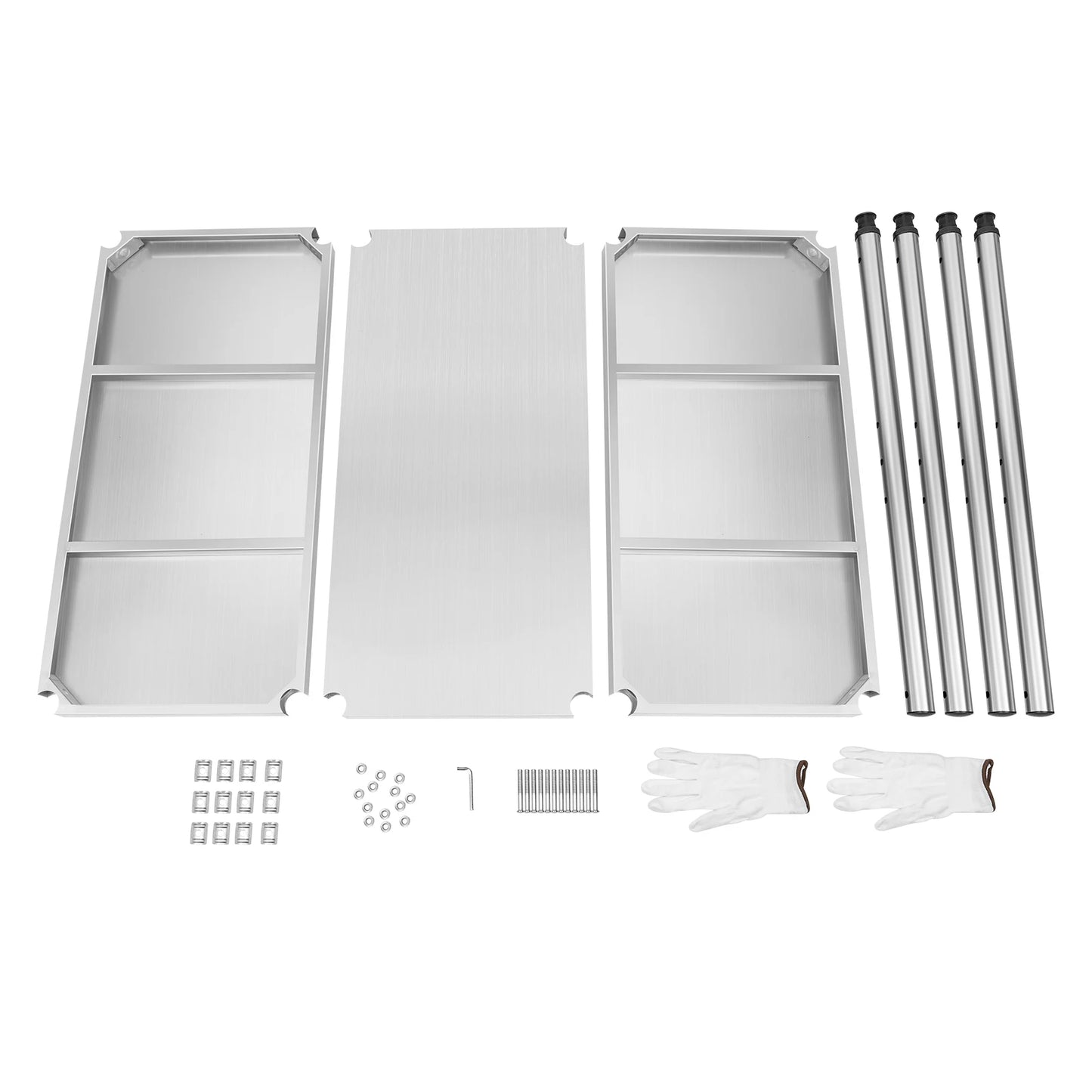 3-Tier Stainless Steel Work Table 80*40*80cm Large-Capacity Kitchen Storage Rack for Kitchen Garage school, Height Adjustable
