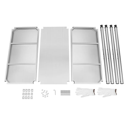 3-Tier Stainless Steel Work Table 80*40*80cm Large-Capacity Kitchen Storage Rack for Kitchen Garage school, Height Adjustable