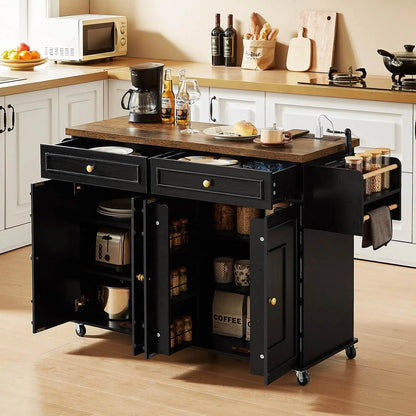 60" Mobile Kitchen Islands Rolling Trolleys Kitchen Island Table