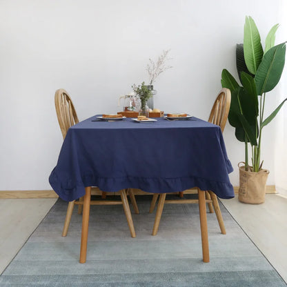 100% Cotton Table Cloth Washable Tablecloth for Wedding Party Dining Banquet Decoration Luxuriou Table Cover Flounce Stitching