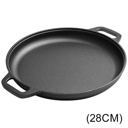 Cast Iron Skillet Pan with Dual Handles Non-Stick Round Griddle For Crepes And Pizza Kitchen Outdoor BBQ Grill Cookware Fry Pan
