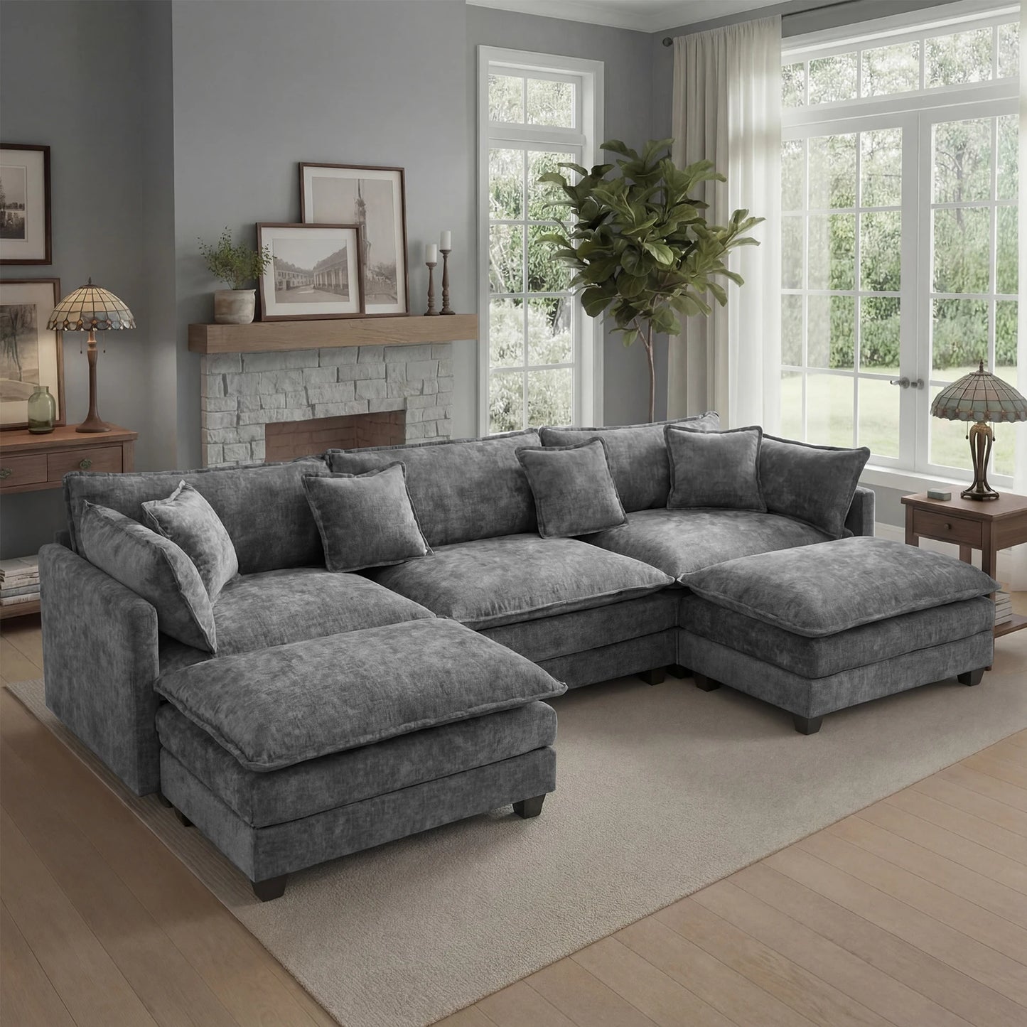 Redlife 113.4" Modular Sectional Sofa with Ottoman