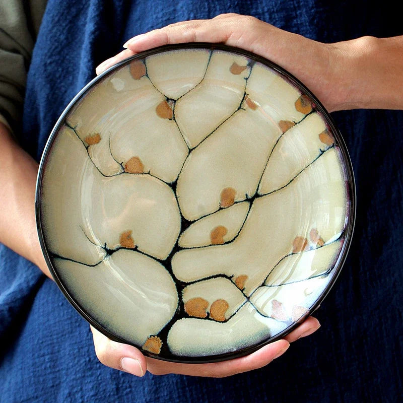 Plum blossom decorative dessert plate Decorative plate Western food plate plates Japanese kiln transformation Ceramic tableware